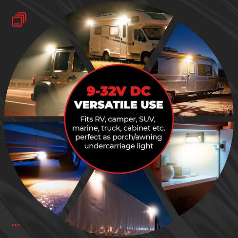 مصابيح RV خارجية 3 جوانب 180 درجة زاوية كاملة RV Porch Light، 4500K أبيض دافئ، ألومنيوم مصبوب، IP67 مقاوم للماء 12-32V DC، مصابيح RV خارجية متوافقة مع RV، العربة، المقطورة، الشاحنة، الشرفة in Kuwait