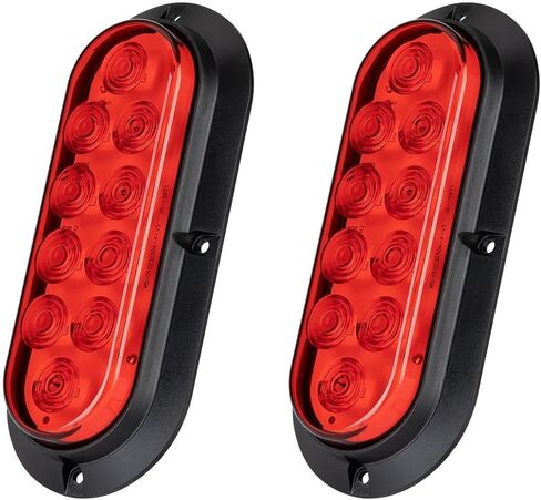 2 قطعة طقم مصابيح LED بيضاوية مقاس 6 بوصات 10 مصابيح LED للعلامات، مصابيح الفرامل، إشارات إيقاف/دوران مقاومة للماء للشاحنات والمقطورات والمركبات الترفيهية والقوارب in Kuwait