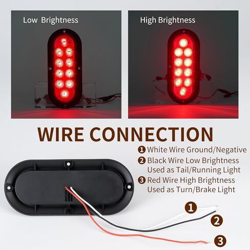 2 قطعة طقم مصابيح LED بيضاوية مقاس 6 بوصات 10 مصابيح LED للعلامات، مصابيح الفرامل، إشارات إيقاف/دوران مقاومة للماء للشاحنات والمقطورات والمركبات الترفيهية والقوارب in Kuwait