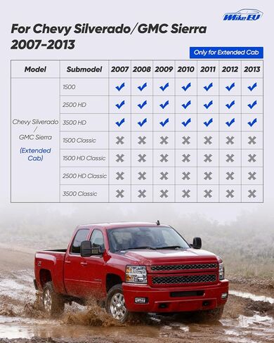 for Chevy Silverado & for GMC Sierra 1500 Floor Mats 2007-2013 (Only for Extended Cab); for GMC Sierra 2500/3500 2007-2014; All Weather Waterproof TPE Floor Mats for Chevy Silverado Accessories in Saudi Arabia