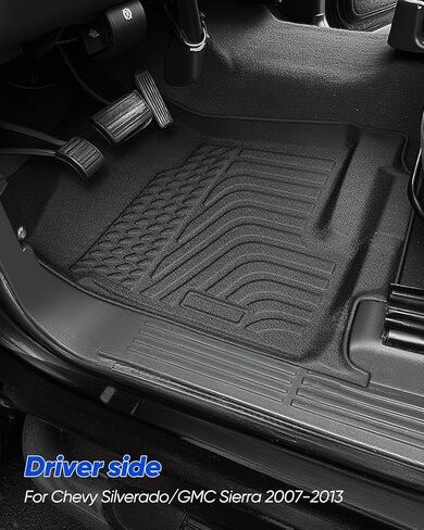 for Chevy Silverado & for GMC Sierra 1500 Floor Mats 2007-2013 (Only for Extended Cab); for GMC Sierra 2500/3500 2007-2014; All Weather Waterproof TPE Floor Mats for Chevy Silverado Accessories in Saudi Arabia