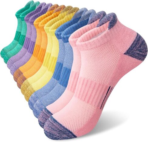 YSense Womens Ankle Socks 6 Pairs Wicking Athletic Running Socks Thick Cotton Cushioned Socks Sole Socks With Tab in Saudi Arabia