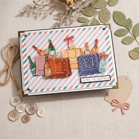 Shopping Bag Die Cuts for Card Making, Wine Bottle Carbon Steel Cutting Dies, Metal Die Cutting Mold, Scrapbooking Dies, DIY Etched Embossing Stencil for Craft in Saudi Arabia