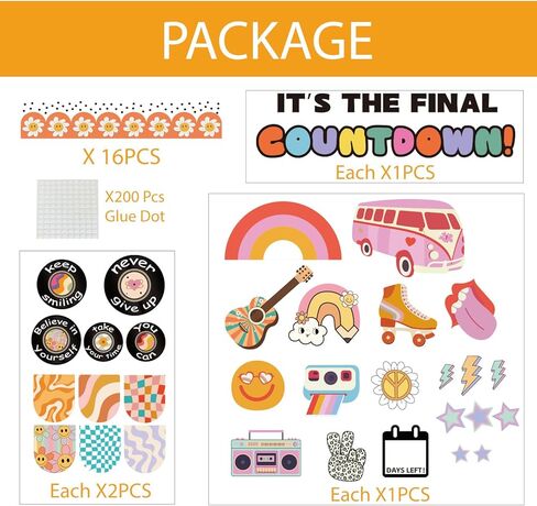 End of The Year Bulletin Board Decorations Set Retro Groovy May Graduation Classroom Decor It's The Final Countdown to Summer Cutouts with Orange Bulletin Border for Home Office School Wall Door in Kuwait