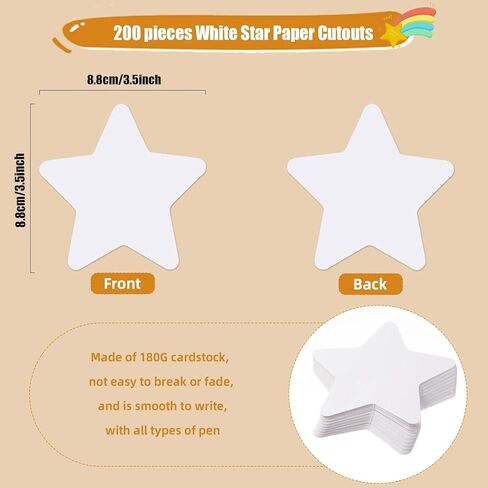 100 Pcs White Star Cutouts Paper Die Cut Stars White Star Stickers Double Sided Paper Star Decorations for Classroom Bulletin Board DIY Crafts Party Wall Decor in Saudi Arabia