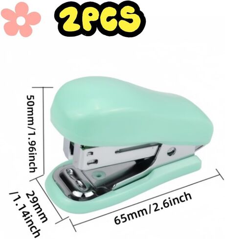 2PCS Mini Stapler with Staples，Small Cute Stapler for DeskSmall Cute Stapler for Office and School Supplies (Pink and Green) in Saudi Arabia