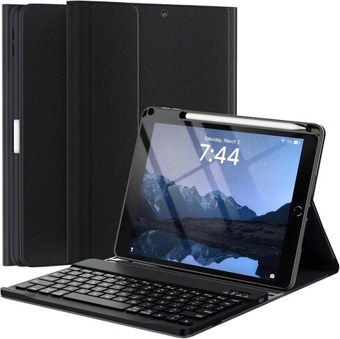 OYEEICE Keyboard Case for iPad Air 11 inch (M2 2024)/10.9 inch Air 5th/4th Gen/iPad Pro 11 1st/2nd/3rd Gen - 7-Color Backlit Detachable Keyboard, Folio Cover with Pencil Holder (Black) in Kuwait