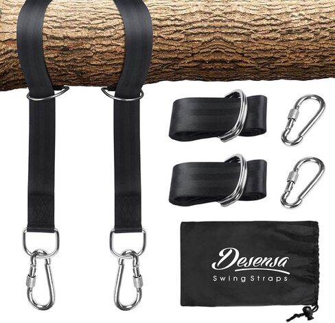 Tree Swing Straps Kit, Best 5FT Hanging Tree Straps, Heavy Duty 2200 LBS with Two Stainless Steel Carabiners, Fit for Tire, Porch, Outdoor and Baby Swing Hanger (Black) in Saudi Arabia
