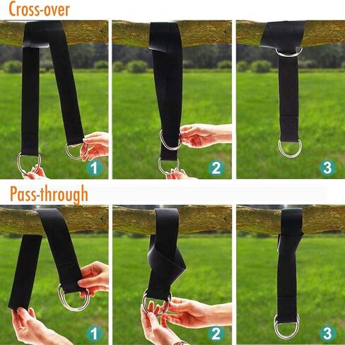Tree Swing Straps Kit, Best 5FT Hanging Tree Straps, Heavy Duty 2200 LBS with Two Stainless Steel Carabiners, Fit for Tire, Porch, Outdoor and Baby Swing Hanger (Black) in Saudi Arabia