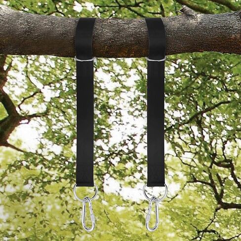 Tree Swing Straps Kit, Best 5FT Hanging Tree Straps, Heavy Duty 2200 LBS with Two Stainless Steel Carabiners, Fit for Tire, Porch, Outdoor and Baby Swing Hanger (Black) in Saudi Arabia
