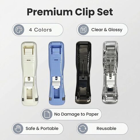 ZipClip -4 pcs ZipClip+50 Pcs Colorful Clips+50 Pcs Silver Clips+10 PES Triangle Clip All are Reusable in Saudi Arabia