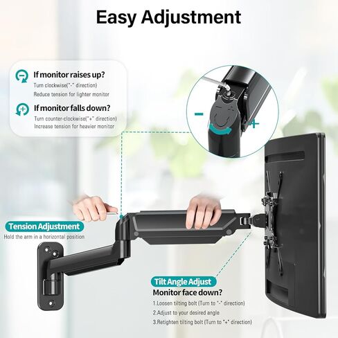 MOUNT PRO Monitor Wall Mount for Max 32 Inch Computer Screen, Premium Heavy Duty Single Monitor Arm, Full Motion Wall Monitor Mount with VESA Extension Kit, Max VESA 200x200mm in Saudi Arabia