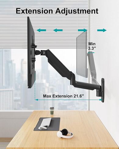 MOUNT PRO Monitor Wall Mount for Max 32 Inch Computer Screen, Premium Heavy Duty Single Monitor Arm, Full Motion Wall Monitor Mount with VESA Extension Kit, Max VESA 200x200mm in Saudi Arabia