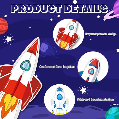 6-Piece Spaceship Party Decorations Set, 3D Rocket Centerpieces and Rocket Table Decorations for Outer Space Theme Birthday Party in Kuwait