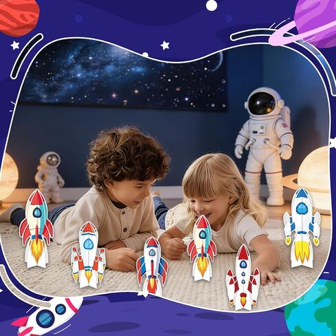 6-Piece Spaceship Party Decorations Set, 3D Rocket Centerpieces and Rocket Table Decorations for Outer Space Theme Birthday Party in Kuwait