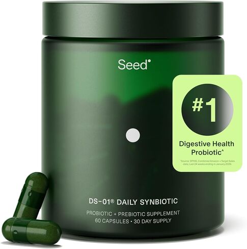 DS-01 Daily Synbiotic - Probiotic + Prebiotic (60 Capsules) - 53.6 Billion AFU - Digestive Health, Gut Health, and Immune Health - Multi-Strain Probiotics for Women & Men - Vegan & Shelf-Stable in Saudi Arabia
