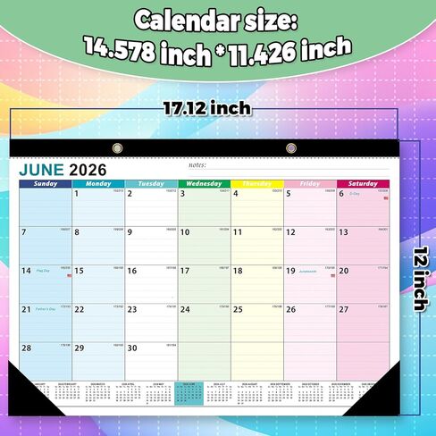 تقويم 2026-2027، تقويم مكتب 2026-2027 من يونيو 2026 إلى ديسمبر 2027، كبير 17 بوصة × 12 بوصة تقويم جداري مخطط شهري للمكتب المنزلي، منظم مكتب المعلم، اللوازم المنزلية in Kuwait