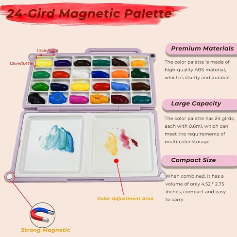 Mini Painting Palette Travel Set - Portable Watercolor Palette Set, Pocket Artist Watercolor Travel Set with 24 Watercolor Paints, Brush, Sketchbook Suitable for Painters, Artists, and Students in Saudi Arabia