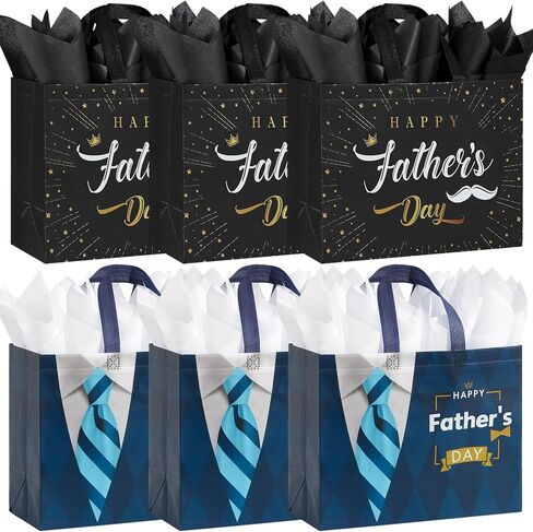 YANGTE 2 Pack 13" Large Father's Day Gift Bags with Tissue Paper and Cards, Reusable Non-Woven Fathers Day Bags with Handle for Best Men, Funny Dad Gift Wrap Bags for Presents, Party Favors Supplies in Kuwait