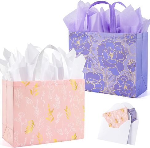 YANGTE 2 Pack 13" Large Father's Day Gift Bags with Tissue Paper and Cards, Reusable Non-Woven Fathers Day Bags with Handle for Best Men, Funny Dad Gift Wrap Bags for Presents, Party Favors Supplies in Kuwait