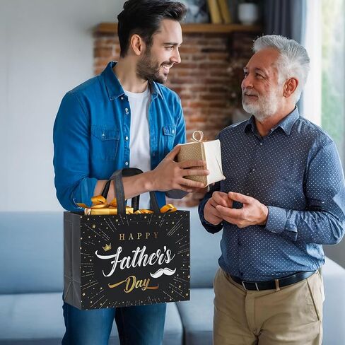 YANGTE 2 Pack 13" Large Father's Day Gift Bags with Tissue Paper and Cards, Reusable Non-Woven Fathers Day Bags with Handle for Best Men, Funny Dad Gift Wrap Bags for Presents, Party Favors Supplies in Kuwait