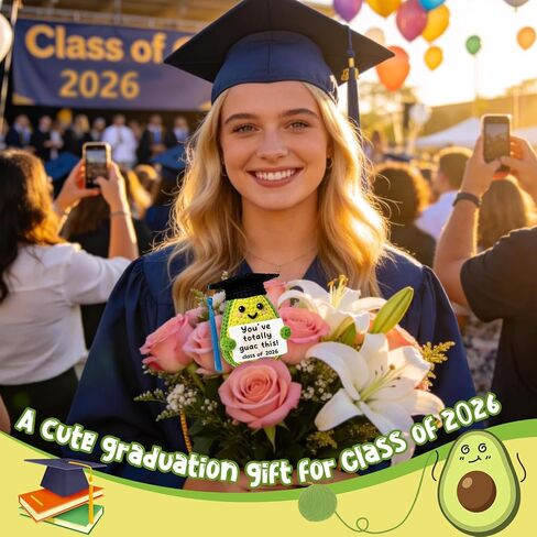 giftmark 2026 هدية التخرج لها، فئة 2026 هدية تهنئة للنساء والرجال والأولاد والبنات، الأفوكادو الكروشيه الإيجابي المصنوع يدويًا، ديكورات مكتب التخرج اللطيفة 2026 تذكار لأصدقاء الطلاب in Kuwait