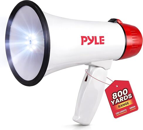 Pyle 30W PA Bullhorn Megaphone Speaker with Built-in Siren & LED Lights - Adjustable Volume Control for Football, Soccer, Baseball, Basketball, Cheerleading, Fans, Coaches & Safety Drills in Kuwait