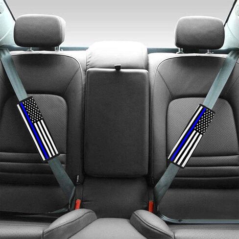 2-Pack USA Flag Thin Blue Line Car Seat Belt Pads – Premium Soft Fabric, Comfortable and Supportive – Ideal for Cars, Trucks, SUVs – Show Your Support for Law Enforcement in Saudi Arabia
