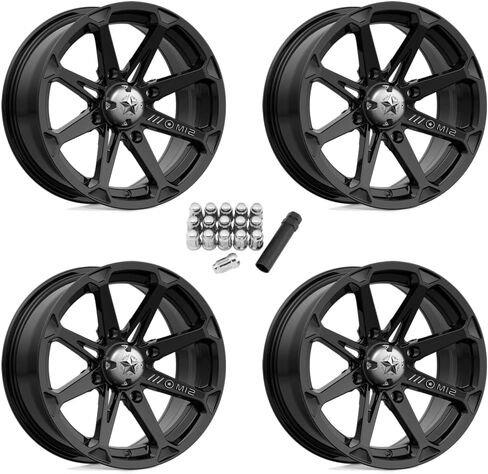 MSA M12 ديزل أسود لامع 14 × 7 عجلات ATV/UTV/جنوط Honda Rancher/Foreman/Rubicon/Rincon SRA (مجموعة كاملة) (4) in Kuwait