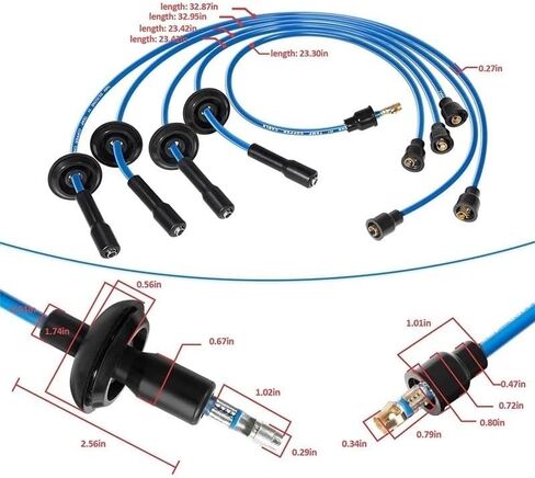 9407 أسلاك توصيل الإشعال من السيليكون مقاس 7 مم باللون الأزرق متوافقة مع VW Type 1، متوافقة مع Dune Buggy، متوافقة مع Vw Bug، Beetle، Karmann GHIA in Kuwait