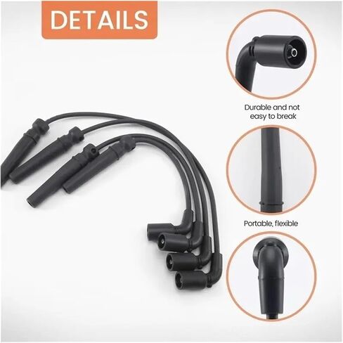 H5-4Pcs سلك توصيل شرارة متوافق مع Excelle 1.6 Aveo Cruze KALOS REZZO DAEWOO LANOS Nubira 96497773 in Kuwait