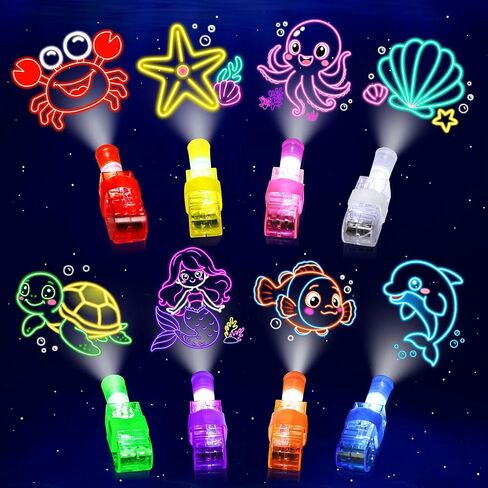 24Pcs Under the Sea Finger Lights Party Favors Decorations, Summer Beach Goodie Bags Stuffers Birthday Gifts Bulk Toy Party Favors for Kids 3 4 5 8 Boys Girls Ocean Party Supplies Classroom Prizes in Saudi Arabia