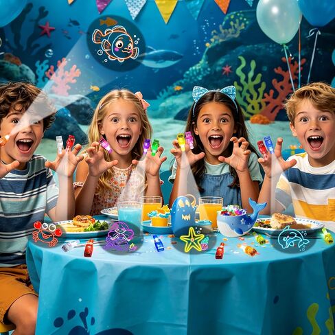 24Pcs Under the Sea Finger Lights Party Favors Decorations, Summer Beach Goodie Bags Stuffers Birthday Gifts Bulk Toy Party Favors for Kids 3 4 5 8 Boys Girls Ocean Party Supplies Classroom Prizes in Saudi Arabia