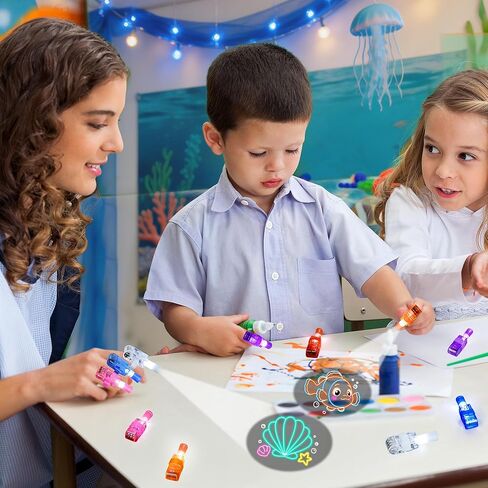 24Pcs Under the Sea Finger Lights Party Favors Decorations, Summer Beach Goodie Bags Stuffers Birthday Gifts Bulk Toy Party Favors for Kids 3 4 5 8 Boys Girls Ocean Party Supplies Classroom Prizes in Saudi Arabia