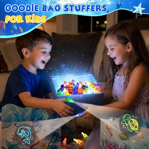 24Pcs Under the Sea Finger Lights Party Favors Decorations, Summer Beach Goodie Bags Stuffers Birthday Gifts Bulk Toy Party Favors for Kids 3 4 5 8 Boys Girls Ocean Party Supplies Classroom Prizes in Saudi Arabia
