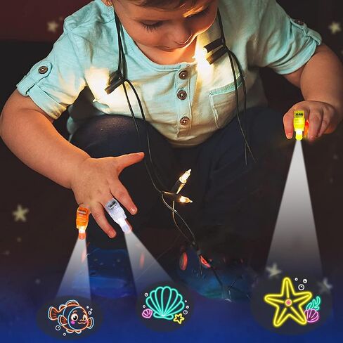 24Pcs Under the Sea Finger Lights Party Favors Decorations, Summer Beach Goodie Bags Stuffers Birthday Gifts Bulk Toy Party Favors for Kids 3 4 5 8 Boys Girls Ocean Party Supplies Classroom Prizes in Saudi Arabia