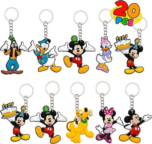 20Pcs Mickey Birthday Party Favors Keychains,8 Designs Party Supplies,Best for Fill Up the Goodie Bags in Saudi Arabia