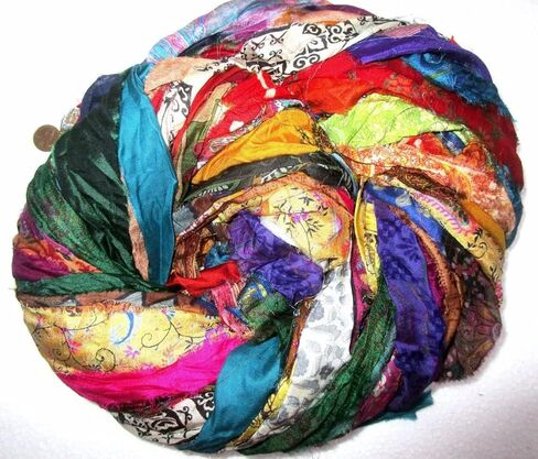 100 Pcs Recycled Silk Sari Ribbon Yarn Strips – 42 Yards Total, 15–17 Inch Unstitched Pure Silk Fabric Tassel Skeins, Mixed Random Shades for Journaling, Scrapbooking, Jewelry & Craft Projects in Saudi Arabia