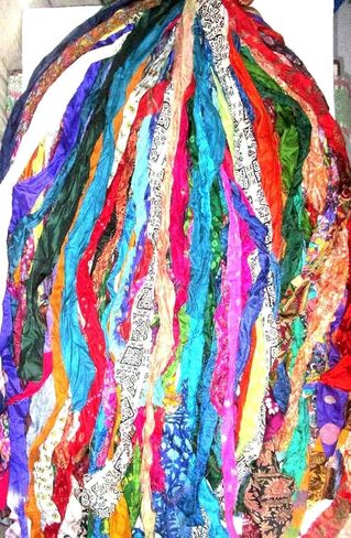 100 Pcs Recycled Silk Sari Ribbon Yarn Strips – 42 Yards Total, 15–17 Inch Unstitched Pure Silk Fabric Tassel Skeins, Mixed Random Shades for Journaling, Scrapbooking, Jewelry & Craft Projects in Saudi Arabia