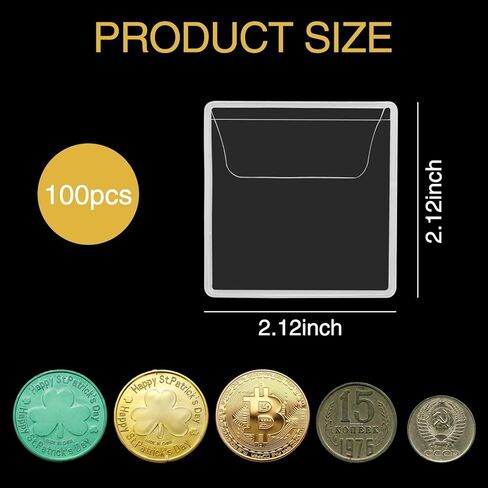 100 PCS Plastic Coin Sleeves, 2.1 Inch PVC Coin Protectors for Collectors, Anti-Oxidation Storage Bags for Coins, Jewelry, and Small Items in Saudi Arabia