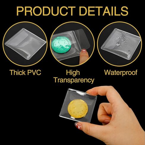100 PCS Plastic Coin Sleeves, 2.1 Inch PVC Coin Protectors for Collectors, Anti-Oxidation Storage Bags for Coins, Jewelry, and Small Items in Saudi Arabia
