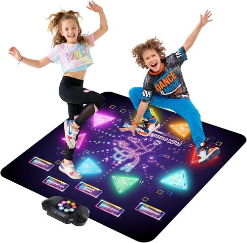 YESHIN Dance Mat, Rhythm Step Play Mat with LED Lights, Oversized Sensitive Buttons, 8 Songs & 7 Volume Levels, 3 Modes, Dance Game Toy Pad, for Kids Girls 3-12 (Pink) in Saudi Arabia