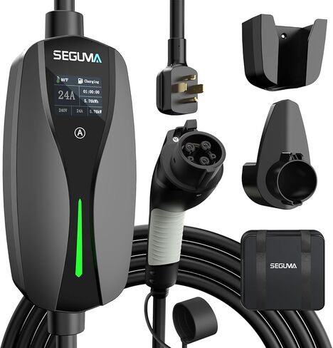شاحن NEMA 14-30 المستوى 2 EV، شاحن محمول للمركبات الكهربائية مع كابل 24A 240V 25FT، تيار قابل للتعديل (10-24A)، محطة شحن منزلية متنقلة مع قابس مجفف ذو 4 شقوق للسيارات الكهربائية J1772 in Kuwait