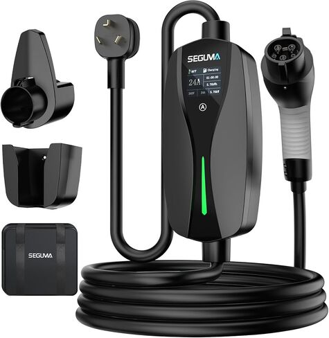 شاحن NEMA 14-30 المستوى 2 EV، شاحن محمول للمركبات الكهربائية مع كابل 24A 240V 25FT، تيار قابل للتعديل (10-24A)، محطة شحن منزلية متنقلة مع قابس مجفف ذو 4 شقوق للسيارات الكهربائية J1772 in Kuwait