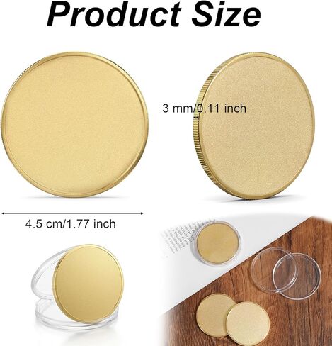 12 Pcs Brass Coin Blanks, 45 mm Laser Engraving Custom Coins with Acrylic Protection Box for DIY Crafts Birthday Travel Commemorative Collection in Kuwait