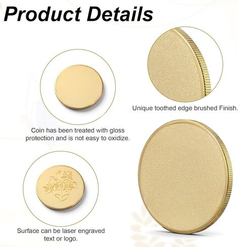 12 Pcs Brass Coin Blanks, 45 mm Laser Engraving Custom Coins with Acrylic Protection Box for DIY Crafts Birthday Travel Commemorative Collection in Kuwait