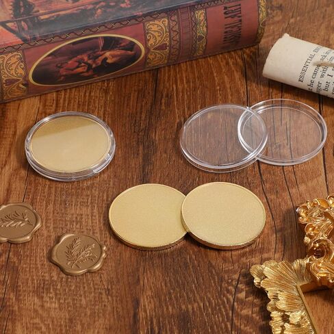 12 Pcs Brass Coin Blanks, 45 mm Laser Engraving Custom Coins with Acrylic Protection Box for DIY Crafts Birthday Travel Commemorative Collection in Kuwait