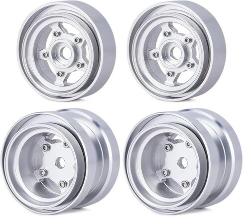 CNC Aluminum Beadlock Wheels for Tamiya Grasshopper Hornet Frog Buggy, 1/10 RC Front & Rear Wheel Rims Set (Silver) in Saudi Arabia