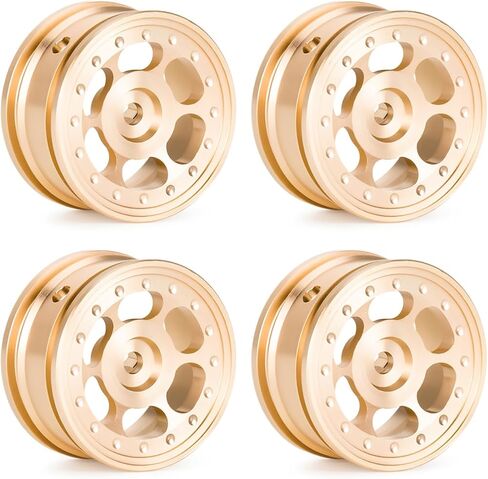 عجلات نحاسية مقاس 0.7 بوصة لمحور SCX30، إطارات نحاسية ثقيلة سداسية باستخدام الحاسب الآلي مقاس 5 مم، عرض 18 مم OD × 9.5 مم لزاحف RC 1/30، 4 قطع in Kuwait