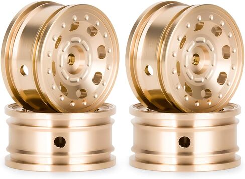 عجلات نحاسية مقاس 0.7 بوصة لمحور SCX30، إطارات نحاسية ثقيلة سداسية باستخدام الحاسب الآلي مقاس 5 مم، عرض 18 مم OD × 9.5 مم لزاحف RC 1/30، 4 قطع in Kuwait